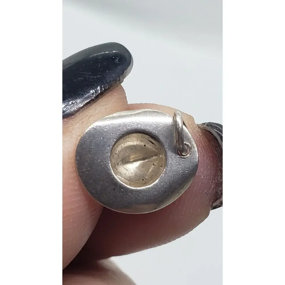 Vintage Charm Tall Top Hat Western Cowboy Groom 925 Sterling Silver Pendant